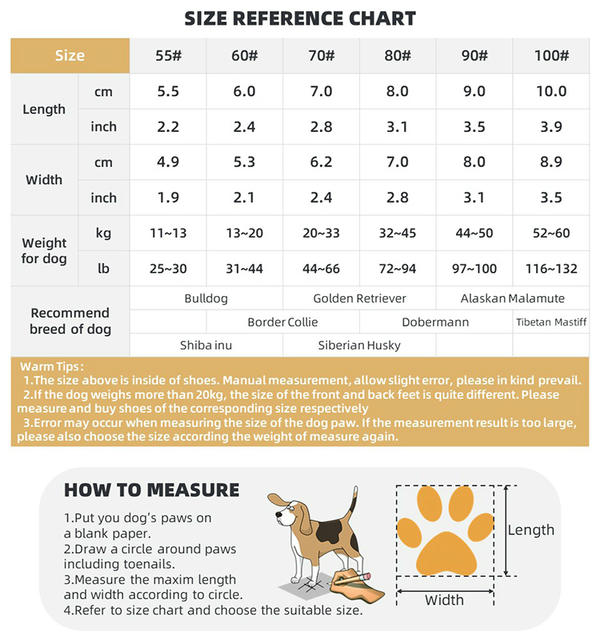 waterproof dog suspender boots size chart